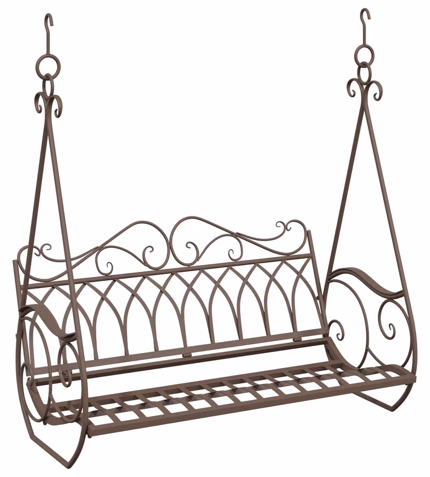 Panchina a Dondolo Acciaio 112 x 60 x 126,5 cm Marrone Antico