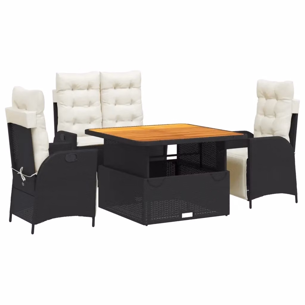 Set da pranzo da giardino vidaXL in legno di acacia oliato nero e marrone con 4 sedie – 2