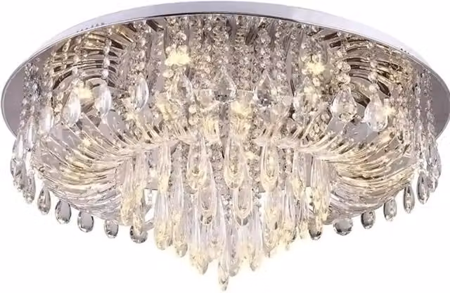 Lampada da soffitto Toolight APP781-9C in cristallo trasparente e argento con design round glamour