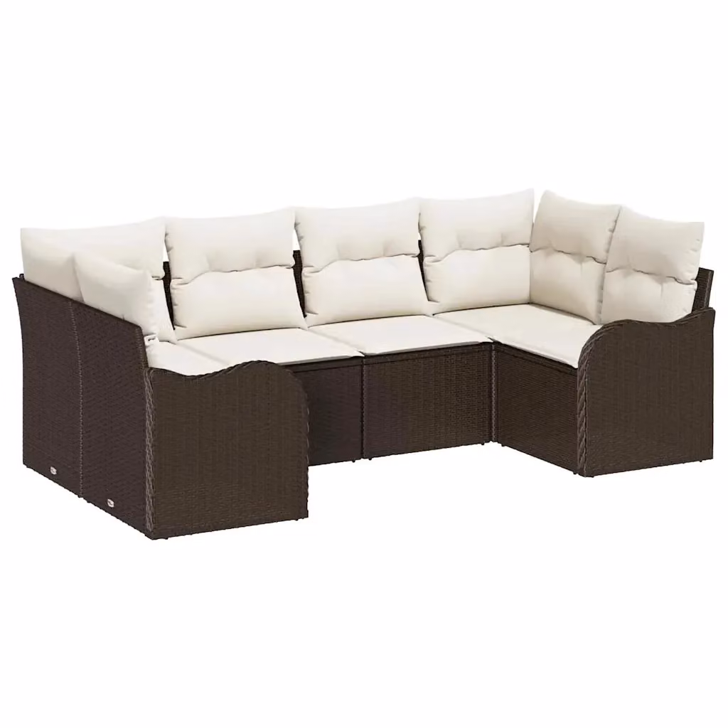 Set Divano da Giardino a L vidaXL in 6 pezzi in Polyrattan Marrone e Bianco con Cuscini – 2