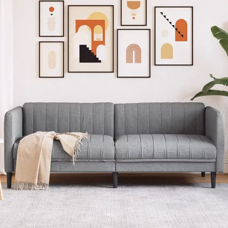 Maison Exclusive - Divano a 3 posti, colore grigio chiaro, rivestito in tessuto