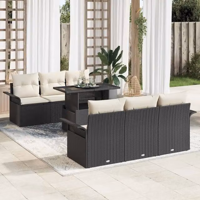 Set Divano da Giardino 7 pz Nero 3356940