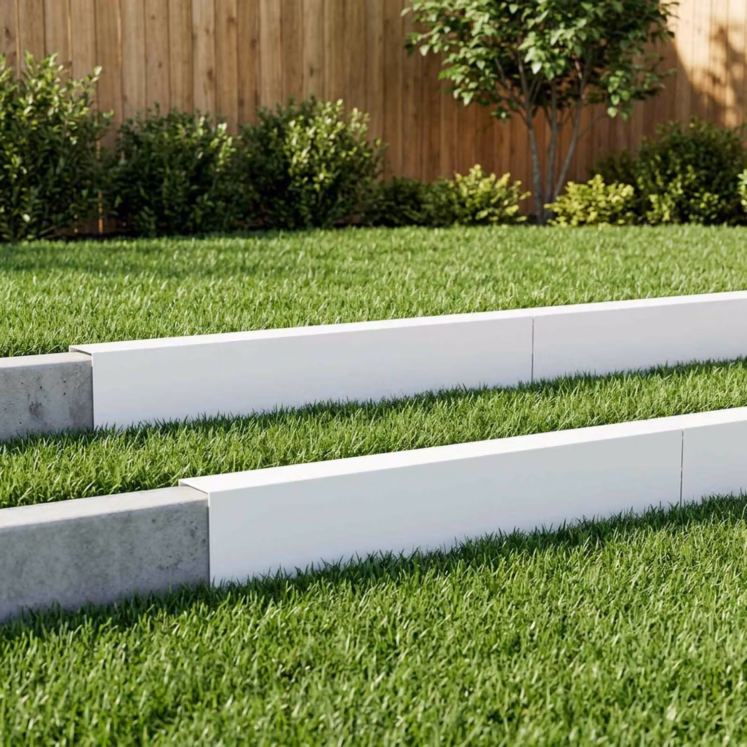 Set di 10 profili di copertura per giardino vidaXL in acciaio, colore bianco, L 100 cm x P 10 cm x H 15 cm