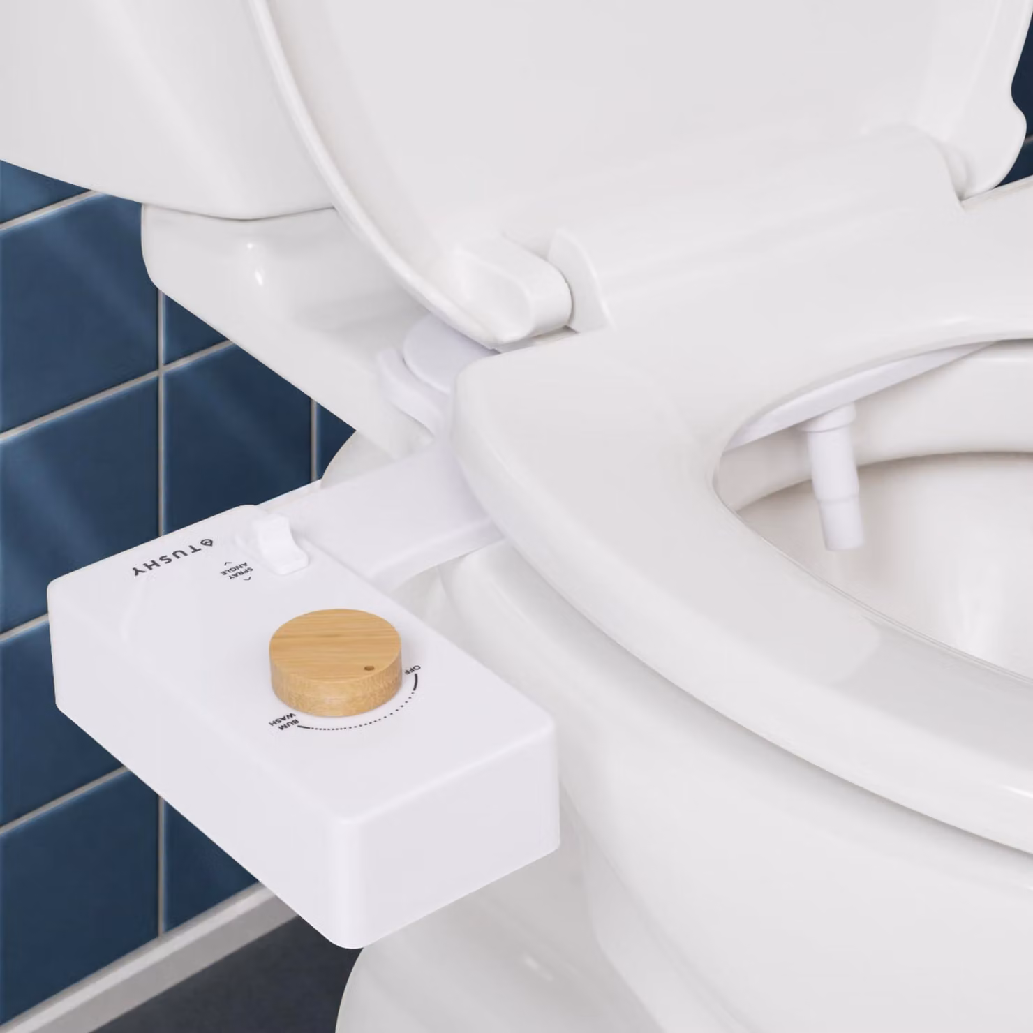 Copertura per bidet-WC, autopulente, regolabile, bianco/bambù