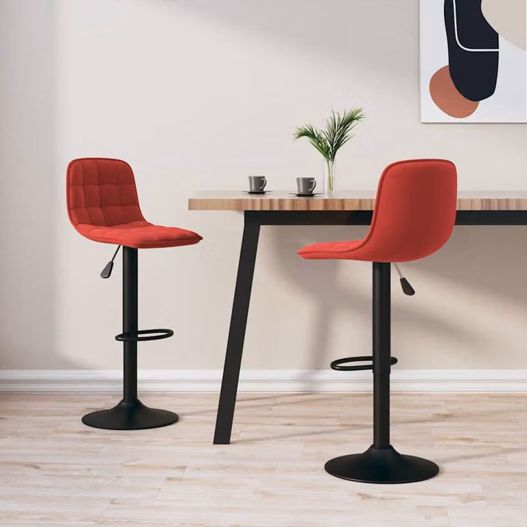 Set di 2 sgabelli da bar vidaXL in velluto rosso con base girevole a 360 gradi