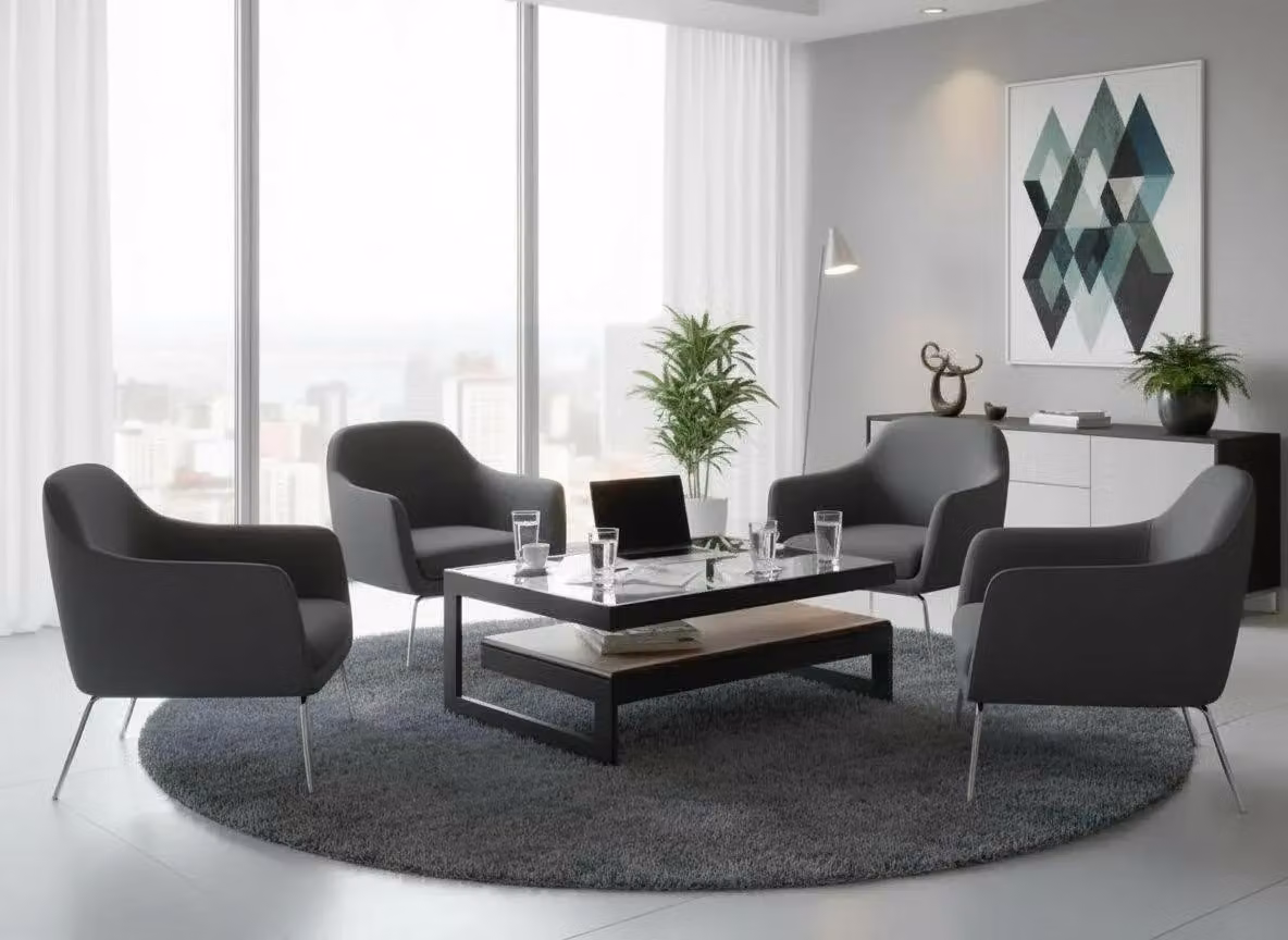 Tavolino da salotto moderno, minimalista, nero, elegante, di classe, confortevole