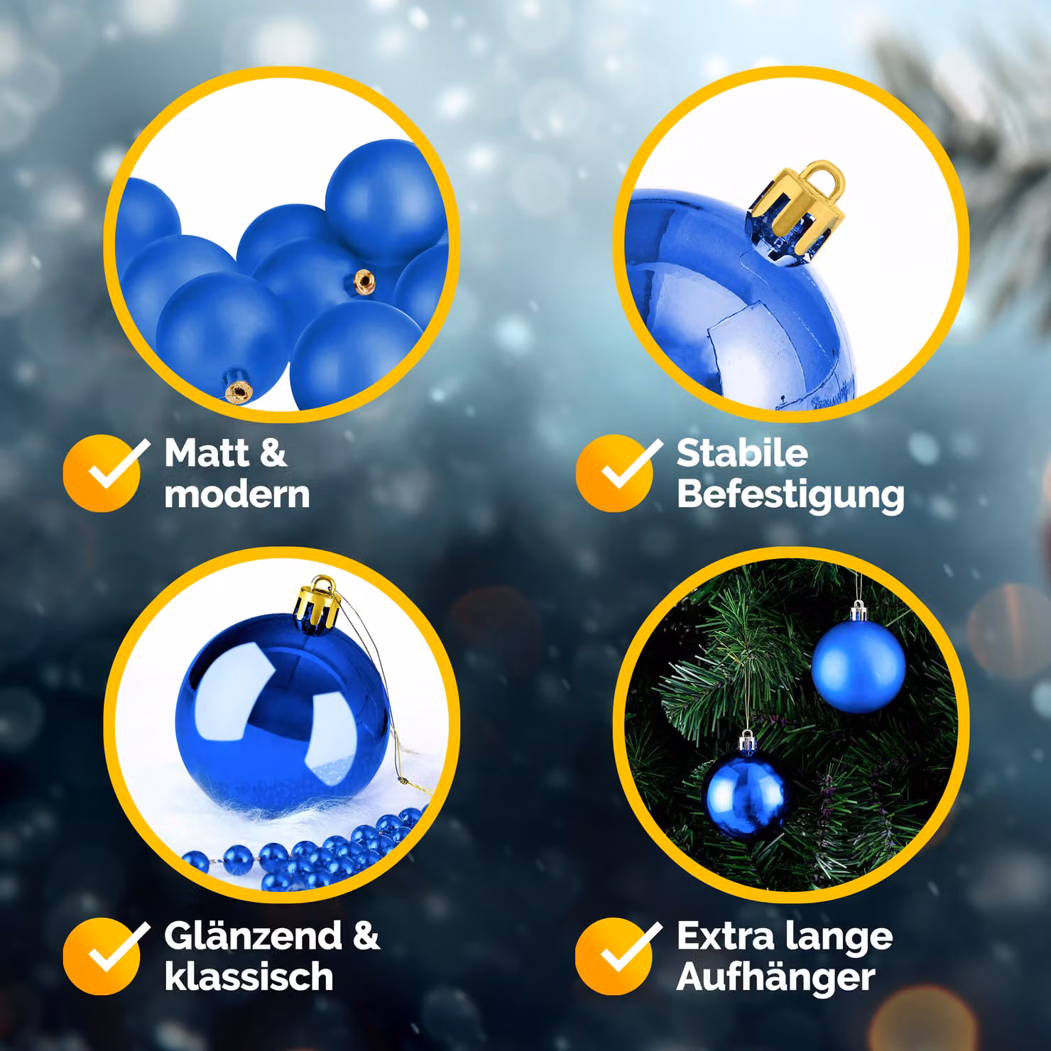 Set di 54 palline di Natale Casaria blu in plastica per decorazioni moderne – 4