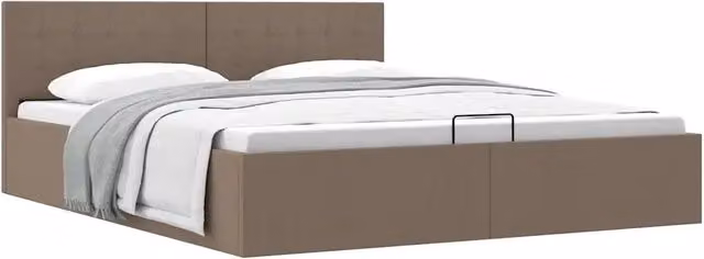 Letto matrimoniale | Letto per adulti | Giroletto con Contenitore Grigio Talpa in Tessuto 160x200 cm