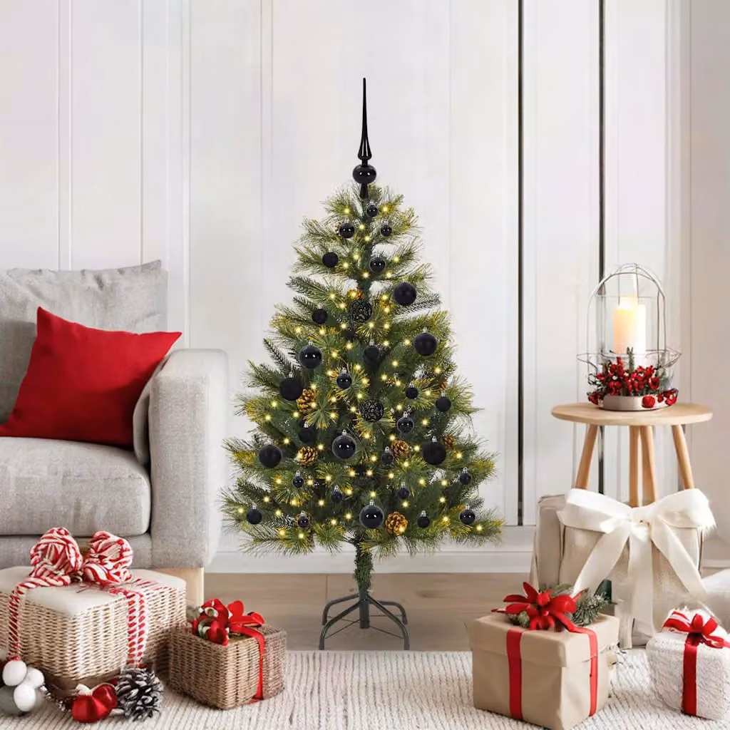Albero di Natale artificiale pieghevole con luci LED warm white vidaXL, Verde, Altezza: 120 cm