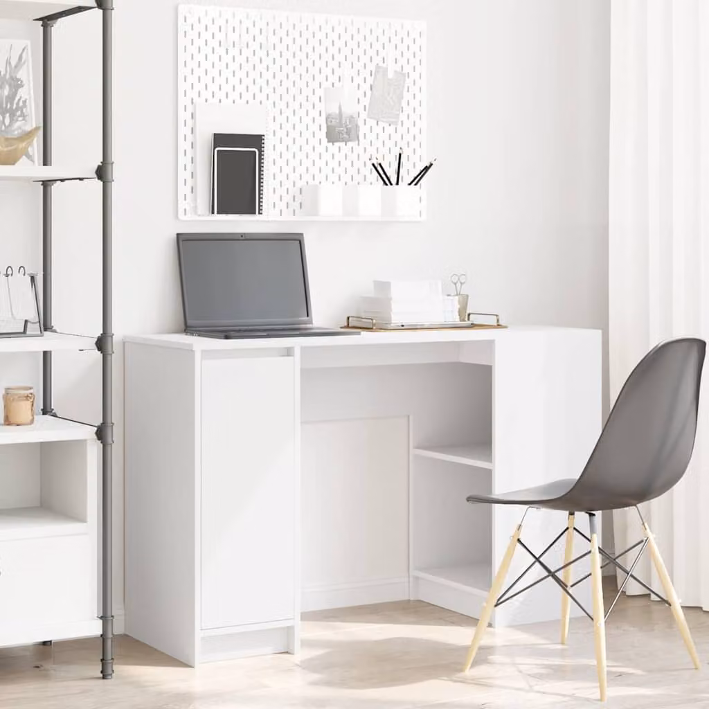 Scrivania bianca vidaXL in legno e MDF per ufficio o casa, L 120 x P 42 x H 76 cm
