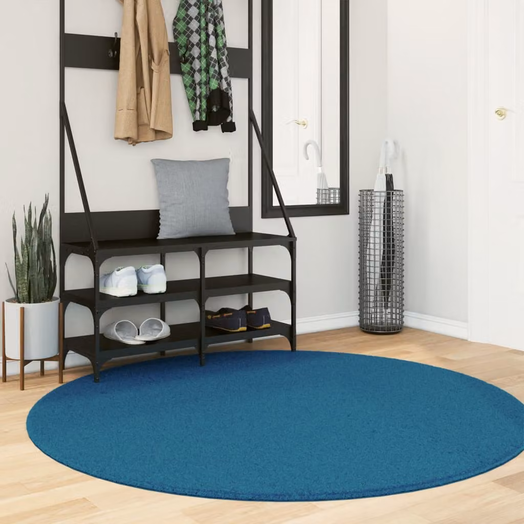 vidaXL Tappeto OVIEDO Rotondo a Pelo Corto Turchese Ø 160 cm