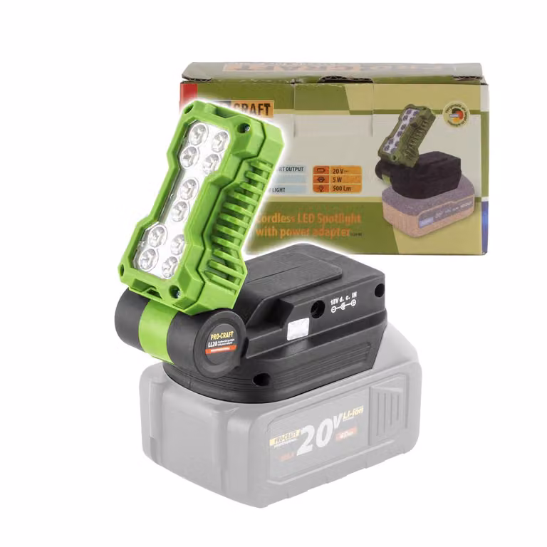Procraft LL20bb Faretto LED a batteria 20 V 500 lm Solo - senza batteria, senza caricabatteria