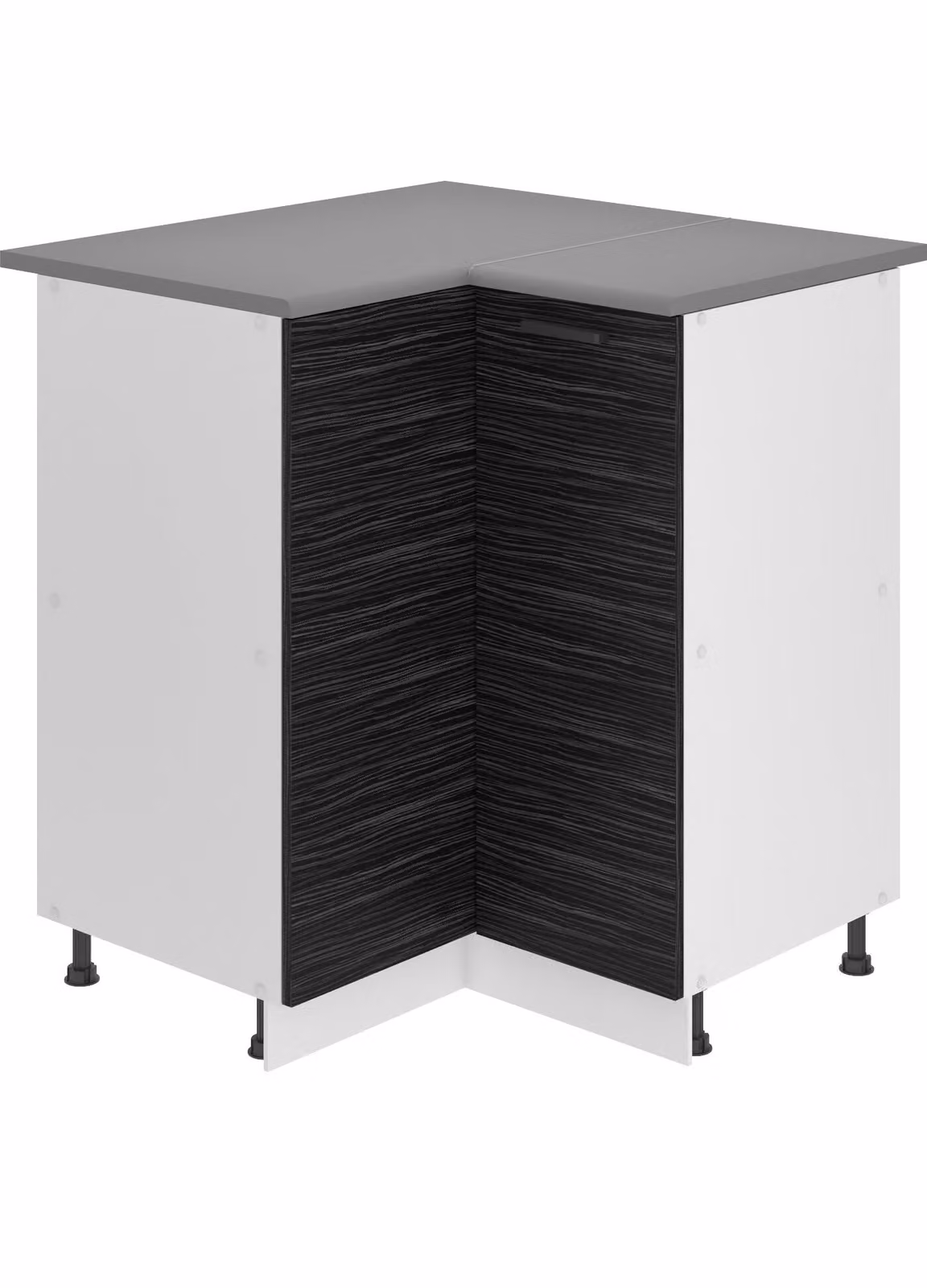 Base da cucina Belini, base da cucina larga 90 cm. Base per cucina SNP con piano di lavoro. Mobile da cucina ad angolo con 1 anta, ebano reale