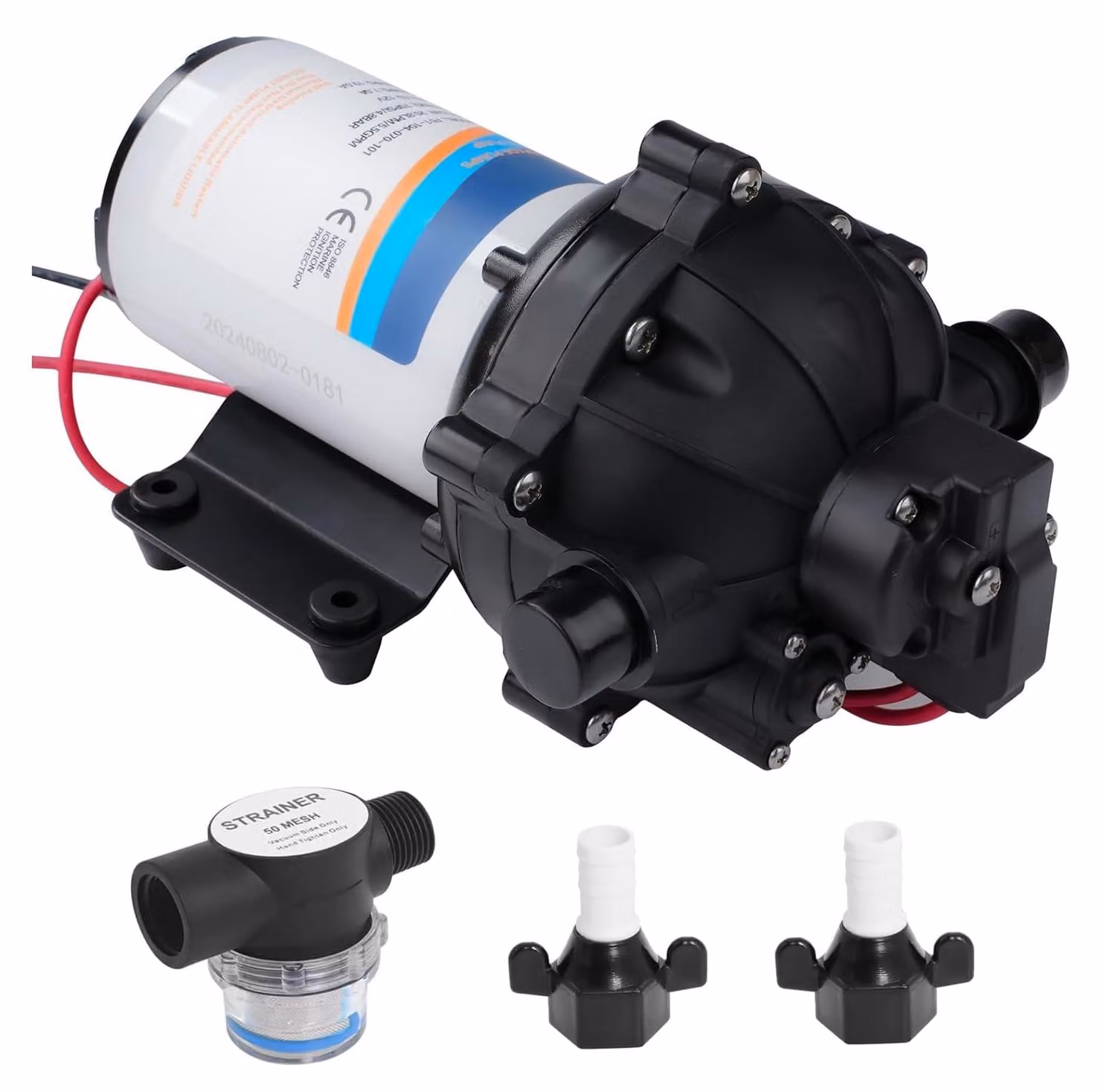 Pompe a membrana a 12V DC, 3,1 bar, 11,6 l/min, autoaspiranti
