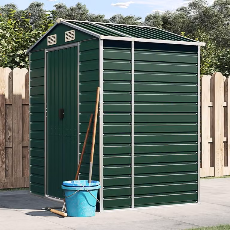 Capanno da Giardino vidaXL in Acciaio Zincato Verde L: 191 cm, P: 130 cm, H: 198 cm