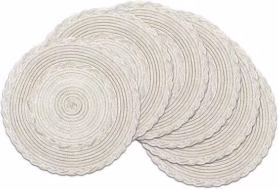 Set di 6 piatti rotondi in cotone – lavabili, resistenti al calore, diametro 38 cm, adatti a ogni occasione