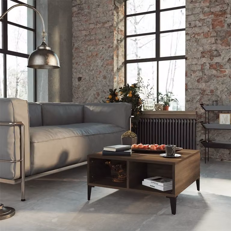Tavolino The Living Store in rovere marrone 60x60x30 cm materiale a base di legno