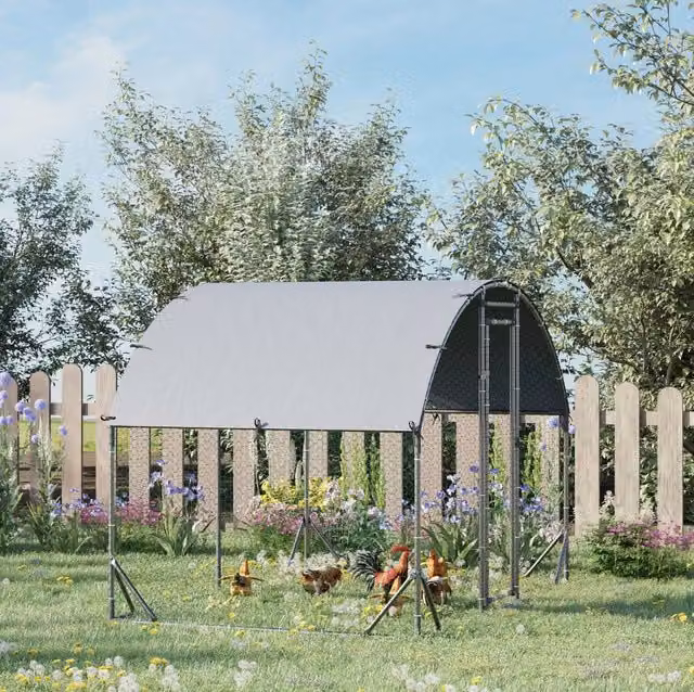 Recinto per polli 280x190x197 cm in acciaio argentato con telo UV da esterno –