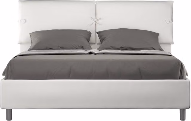 Letto imbottito Matrimoniale 160x190 cm Sleeper - Bianco,Similpelle,Con rete