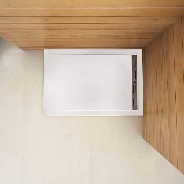 Piatto Doccia Rettangolare Aica Italy in Pietra Vulcanica e Resina Mista, Colore Bianco, Antiscivolo e Antibatterico, L/P/H: 100 x 80 x 3 cm