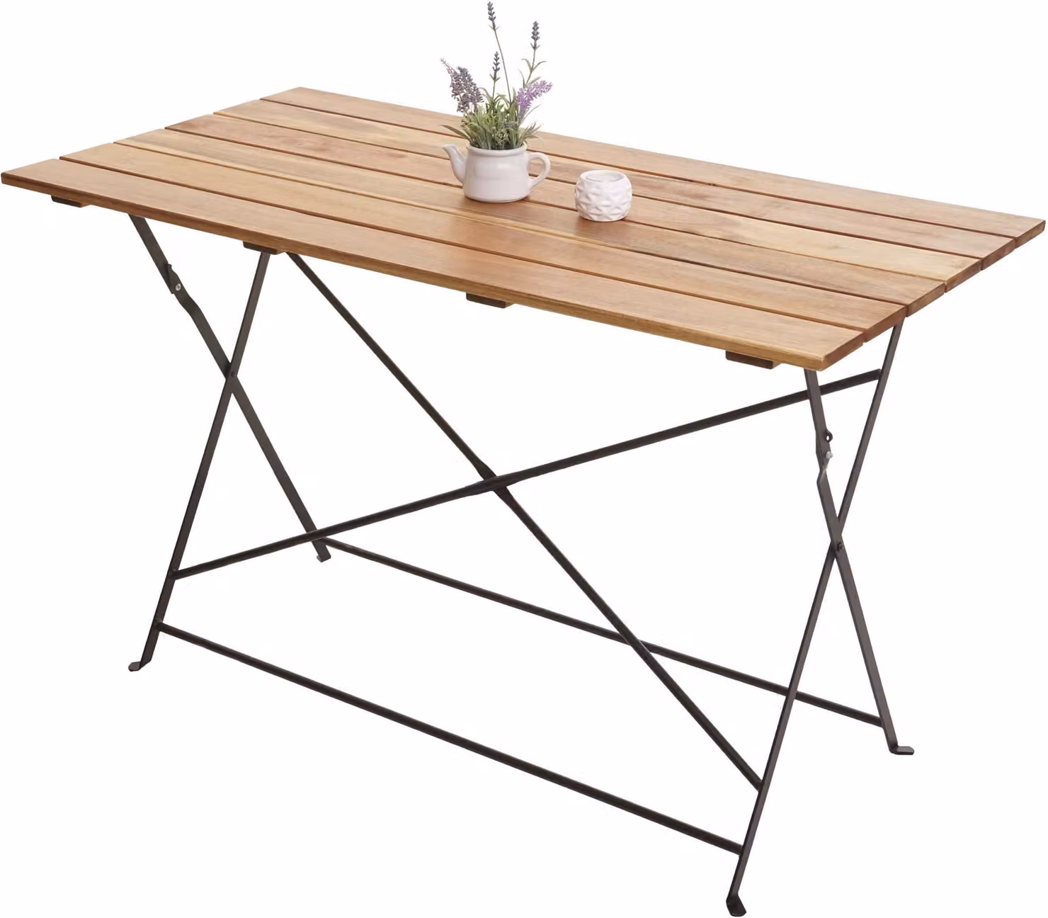 Tavolo da giardino MCW-J40, tavolo pieghevole da giardino, qualità professionale, in legno di acacia MVG, 120x60 cm ~ colore naturale
