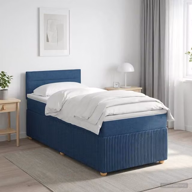 Letto box spring con materasso Blu 90 x 190 cm Tessuto 3451355