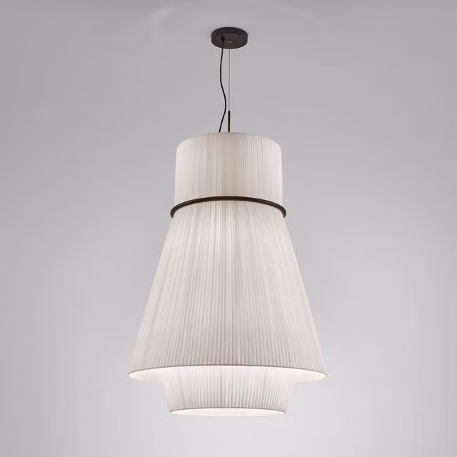 Lampada a sospensione Bover Folie bianca con design moderno a cono e tecnologia LED