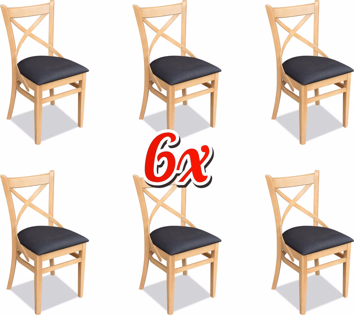 Garnitur Komplett Gruppe Stuhlgruppe 6x Stück Esszimmer Stuhl Set Lehn Stühle