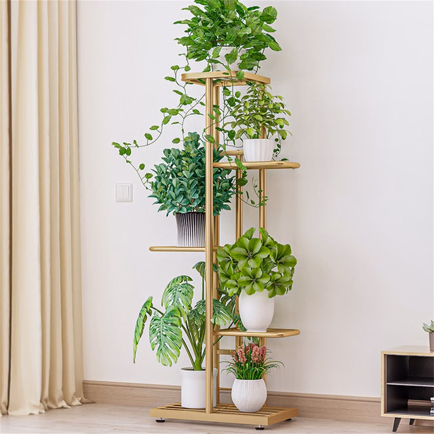 scaffale espositivo a 5 livelli - Robusto scaffale per fiori e piante, scala per piante in vaso, mobile di stoccaggio