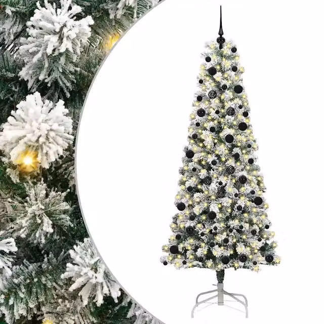 Albero di Natale artificiale moderno vidaXL con rami pieghevoli e luci LED bianco caldo, Altezza: 240 cm