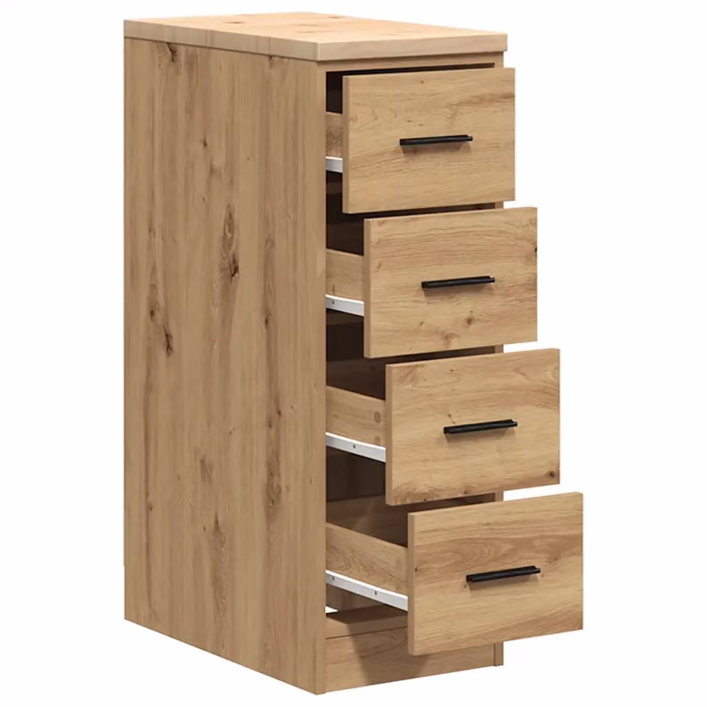 Mobiletto da garage in legno HELLOSHOP26 con 4 cassetti, finitura pino e rovere, colore marrone, L/P/H: 30 x 51 x 85 cm – 2