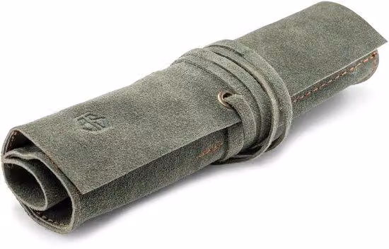 Astuccio in pelle per penne e pennelli, verde oliva