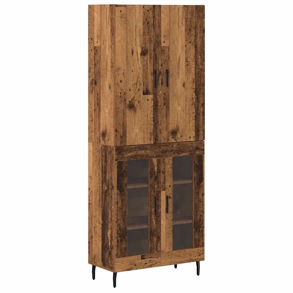 vidaXL Credenza Moderna Marrone con Ante in Vetro e Ripiani Interni L: 69,5 cm, P: 34 cm, H: 90 cm – 2