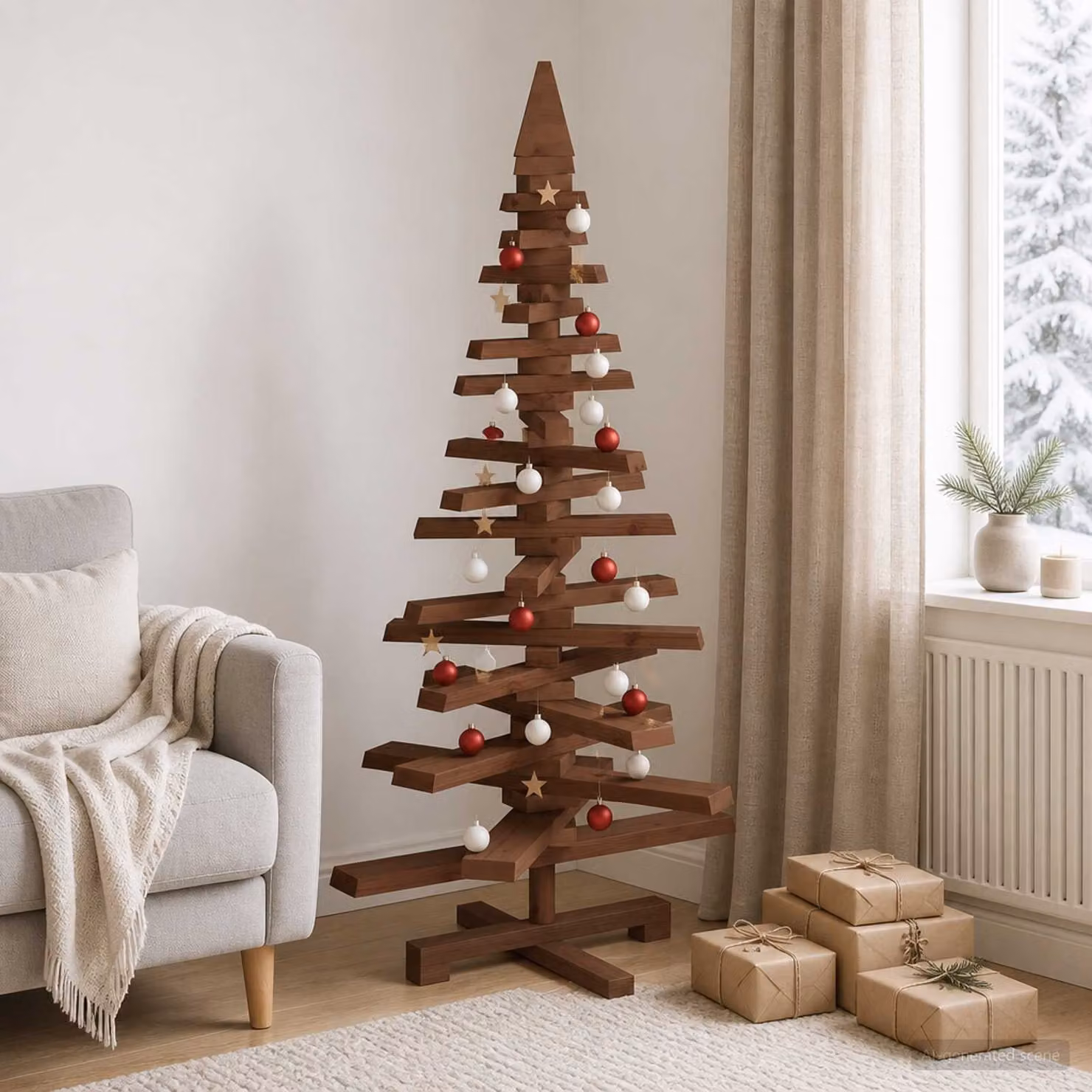 vidaXL Albero di Natale in legno KOTKA 120 cm Legno Massello di Pino