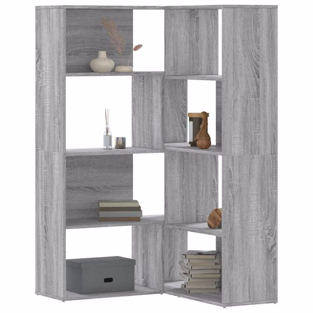 Libreria d'angolo vidaXL a 4 ripiani Grigio, L/P/H: 85 x 20 x 140 cm – 1