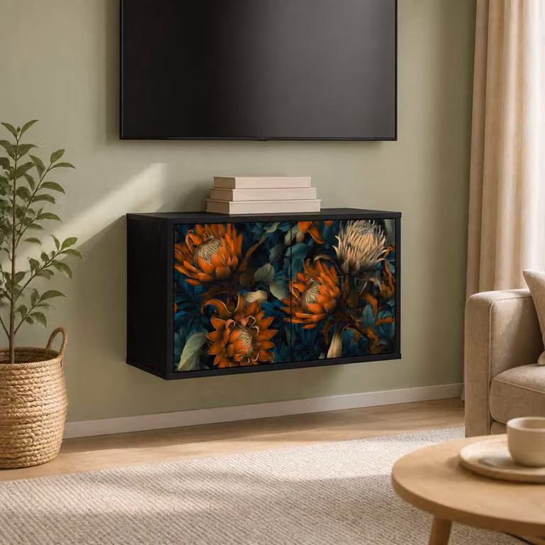 Mobile TV da parete vidaXL LOCHEM in Rovere Nero, L 69 x P 33 x H 40 cm
