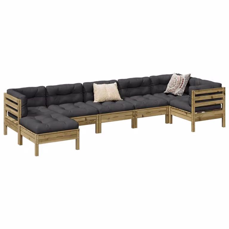 Maison Exclusive - Set da giardino composto da 7 pezzi con cuscini, in legno di pino trattato