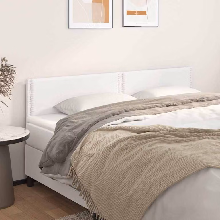 Testiera per letto imbottita vidaXL in similpelle bianca, L: 200 cm, P: 5 cm, H: 78-88 cm