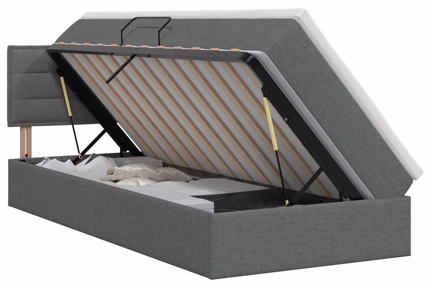 vidaXL Letto contenitore con materasso Grigio scuro 90 x 200 cm Velluto