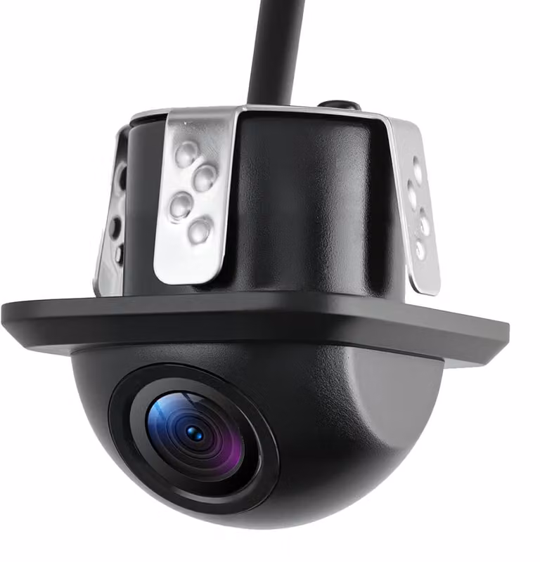 Telecamera per auto HD con visione notturna a 8 LED, grandangolo 170° (obiettivo fish-eye), grado di protezione IP68 (resistente all'acqua)