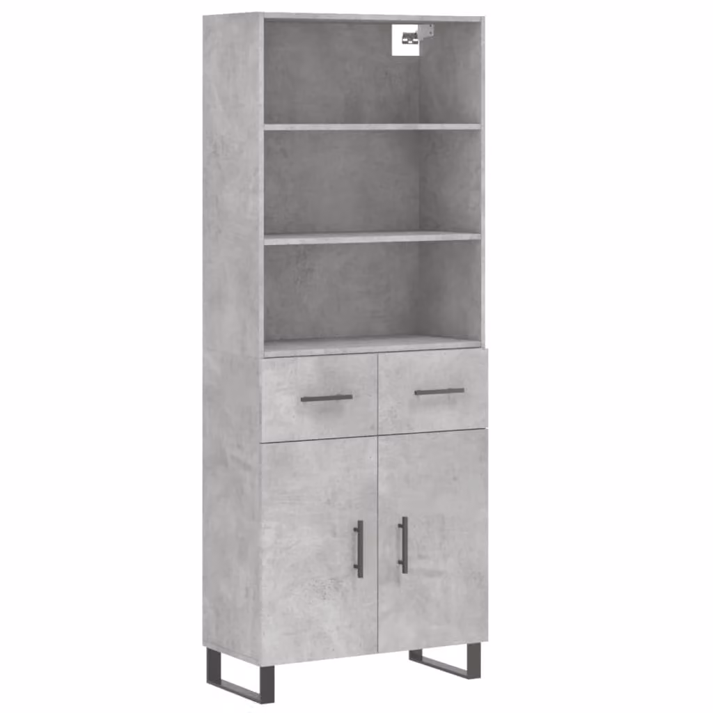 Credenza Grigio Cemento 69,5x34x180 cm in Legno Multistrato