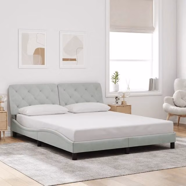 Giroletto senza Materasso-Struttura Letto Grigio Chiaro 160x200 cm Velluto 333678