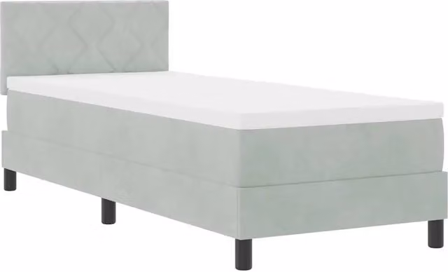 Letto singolo | Letto per adulti | Letto a Sorgente LED con led Grigio chiaro 80 x 200 cm Velluto