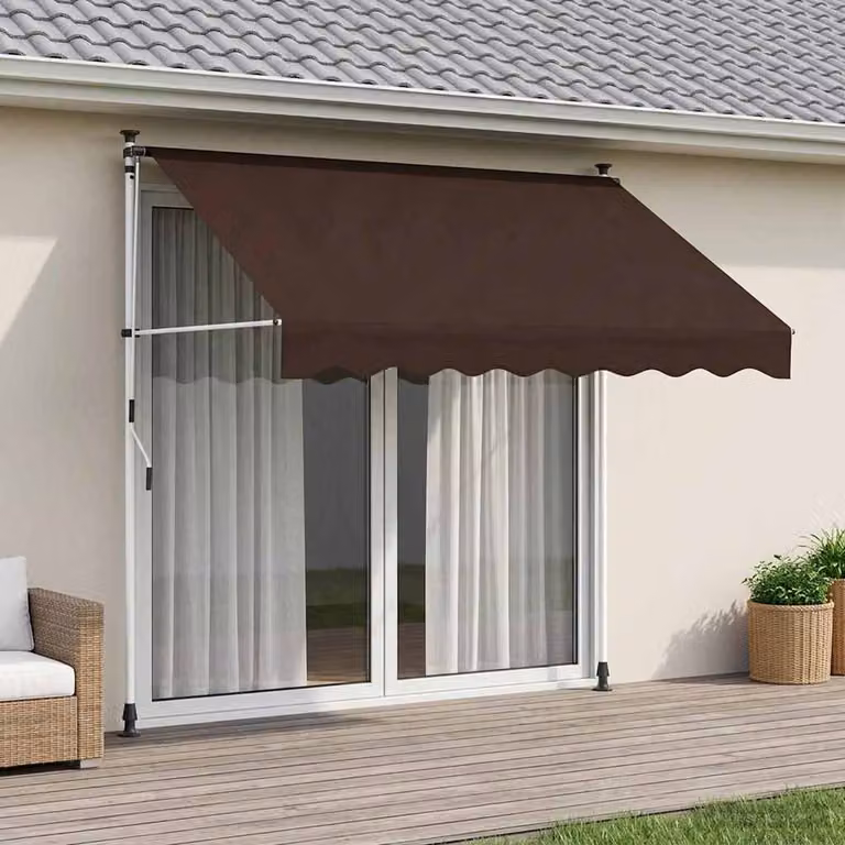 Tenda retrattile manuale vidaXL in poliestere Marrone L: 300 cm, P: 150 cm