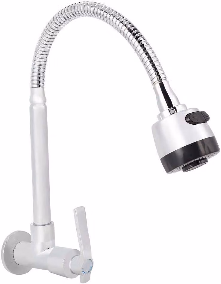 Miscelatore per cucina, attacco G1/2, montaggio a parete, girevole a 360 gradi, solo acqua fredda, realizzato in rame e acciaio inossidabile, per uso in cucina