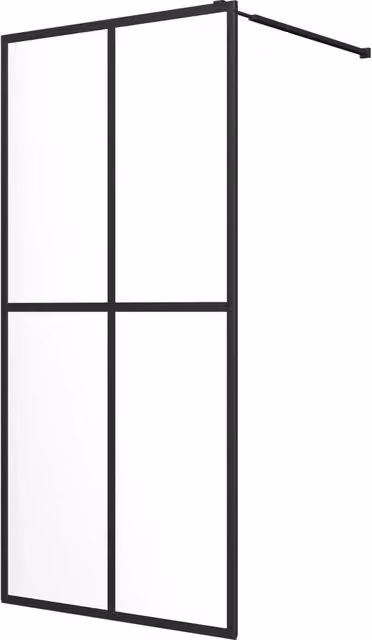 Cabina Doccia Design In Rettangolare a Nicchia in Vetro Temperato Trasparente con Profilo Nero L: 100 cm, H: 195 cm, P: 5 cm CFW4288779