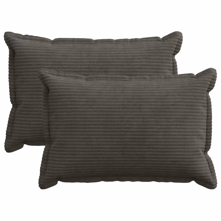 Set di 2 federe vidaXL HOUTEN in velluto a coste, colore antracite, L 60 cm x P 40 cm