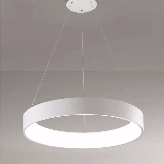 Lampadario a sospensione Trade Shop Traesio a forma di anello con luce LED bianca fredda, colore argento e bianco, diametro 45 cm
