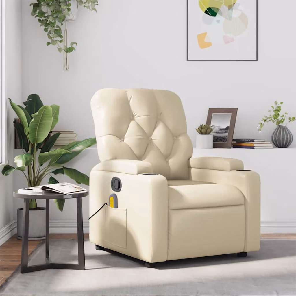 vidaXL Poltrona Relax Reclinabile Moderna in Similpelle Beige con Braccioli