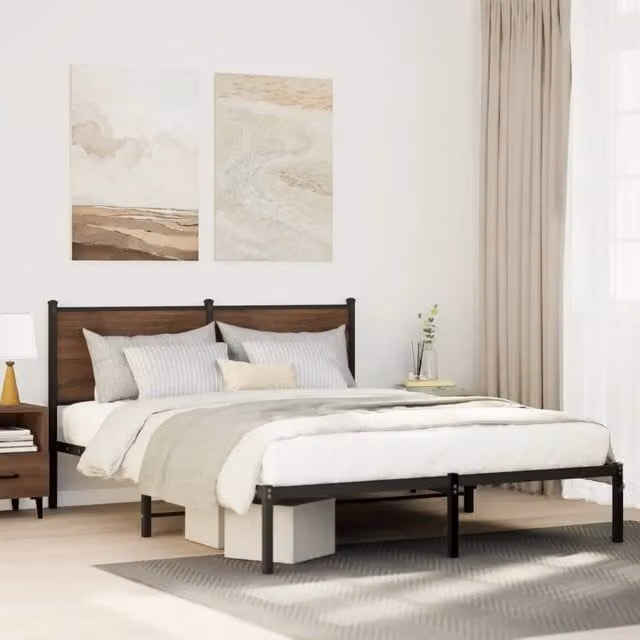 Struttura Letto in Metallo Design Mania Colore Rovere Marrone L/P/H: 200 x 140 x 91,5 cm